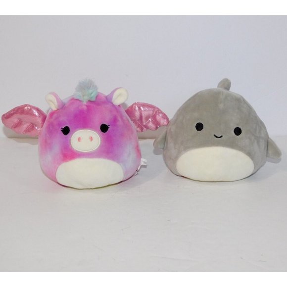 2 Squishmallows Flip a Mallows Ricky Shark Gordon Clown Fish Willow Pegasus - Picture 1 of 6